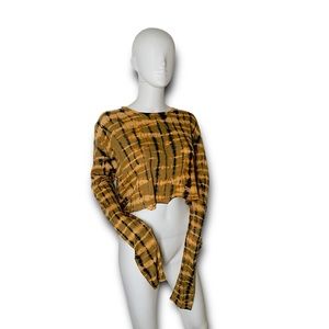 PROENZA SCHOULER LONG SLEEVE TIE DYE CROPPED SHIRT